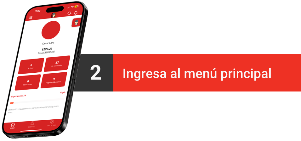 2.- Ingresa al menú principal