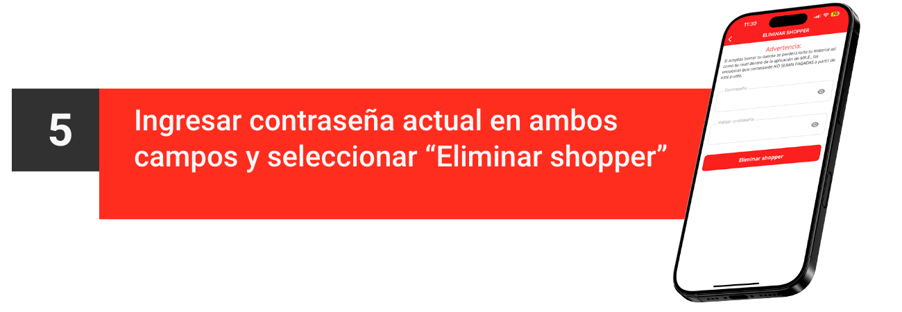 5.- Toca el botón “Eliminar shopper”